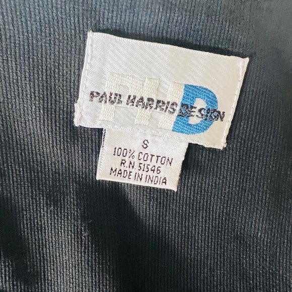 Vintage Vest Paul Harris Design Black Cotton Size S Embroidered Pumpkins Boho - Picture 4 of 7